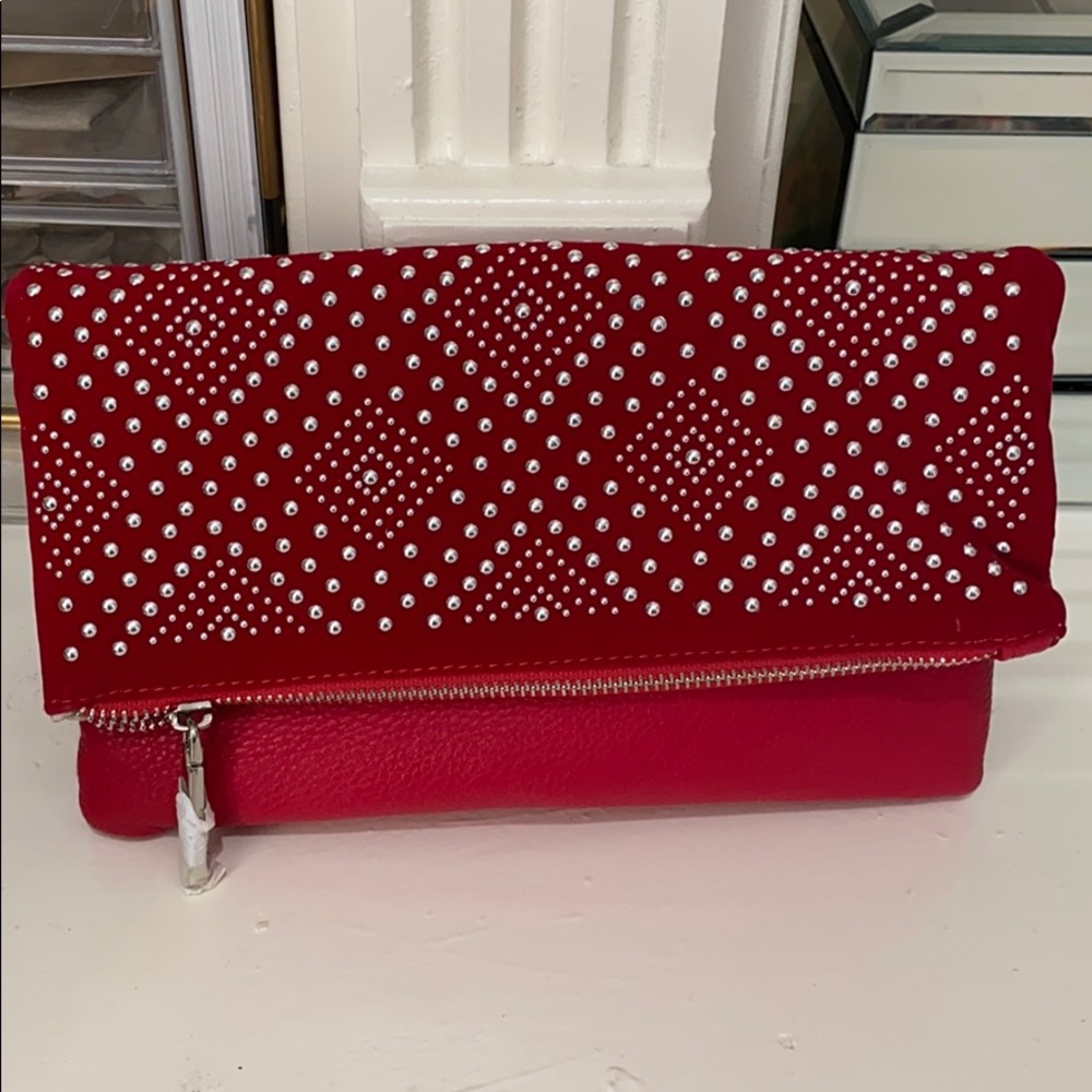 Red and silver clutch